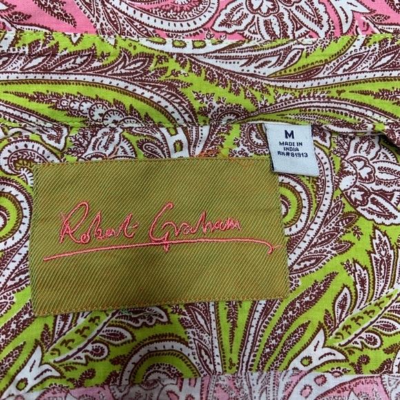 Robert Graham Shirt Button Down  Long Sleeves or Rolled Paisley Pink Cream M - Picture 5 of 7